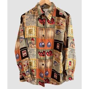 Vintage CITY SILK 100% Silk Women’s Button Up Blouse Sz XL Art to Wear